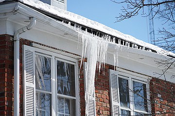 Ice Damage to Roof and Gutter