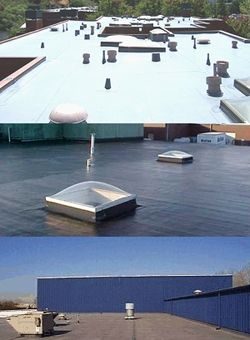 three examples of finished commercial roofing jobs