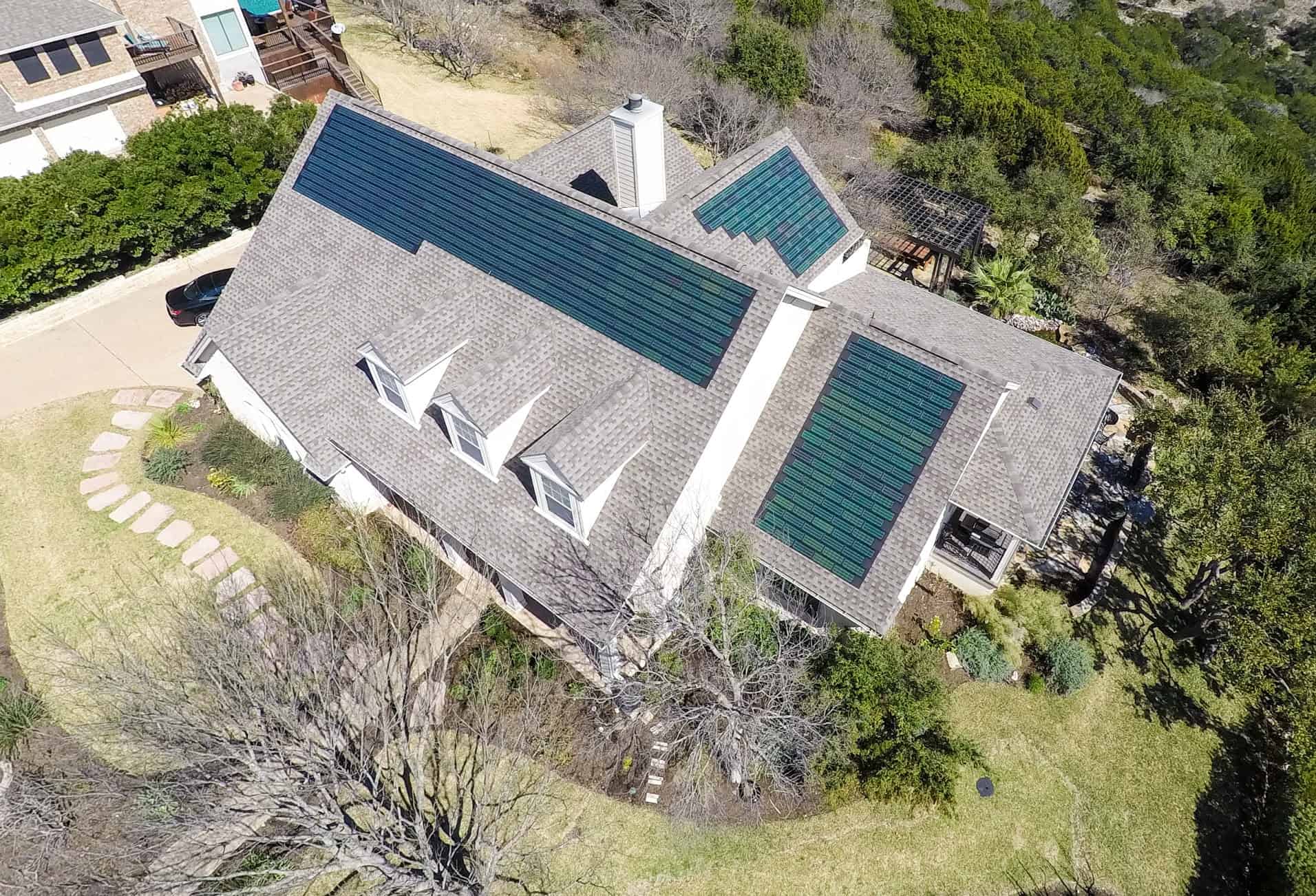 roof with new solar panels installed