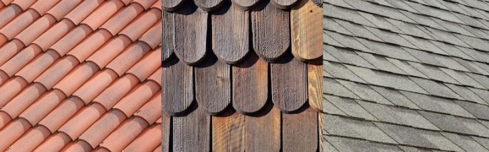 example of tile wood and asphalt shingles